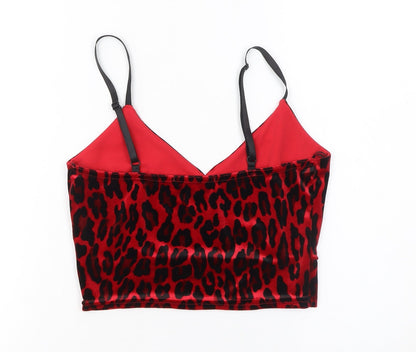Quiz Womens Red Leopard Velvet Camisole Top Size 10