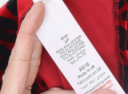 Quiz Womens Red Leopard Velvet Camisole Top Size 10