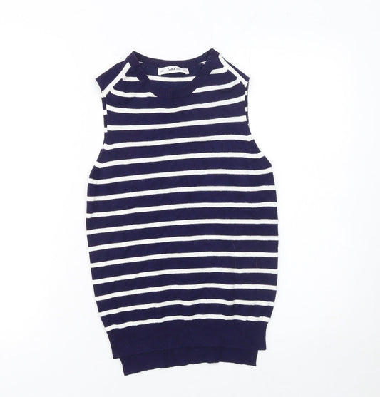 Womens UK Size 8 Zara Blue Basic Tank