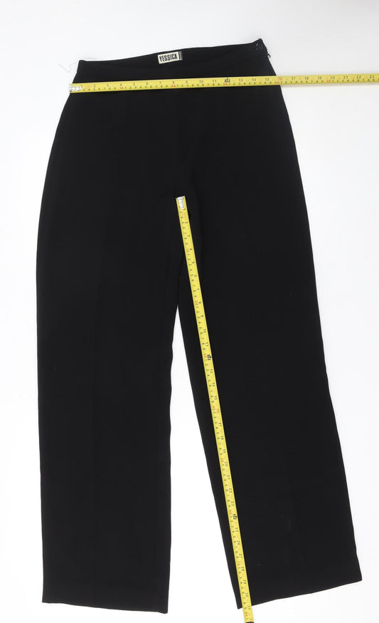 Yessica Women Black Size 12 Straight Leg Polyester Trousers