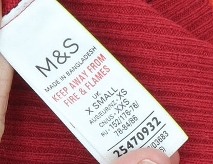 Womens UK Size XS Marks and Spencer Red Pullover Jumper
