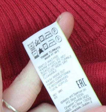 Womens UK Size XS Marks and Spencer Red Pullover Jumper