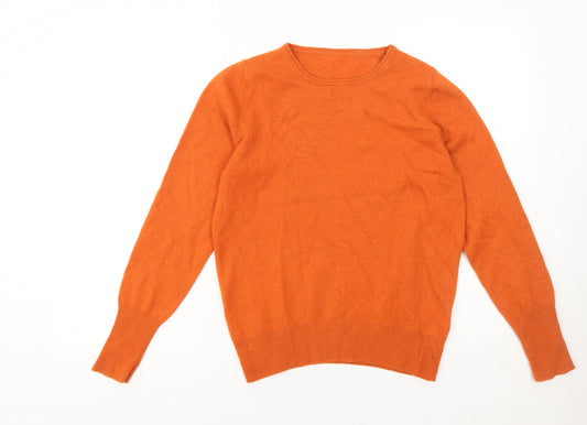 Jaeger Women’s Orange 100% Cashmere Crew Neck Jumper Size M