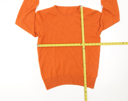 Jaeger Women’s Orange 100% Cashmere Crew Neck Jumper Size M