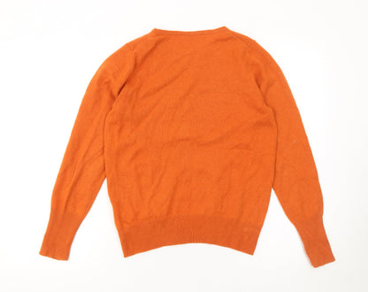 Jaeger Women’s Orange 100% Cashmere Crew Neck Jumper Size M