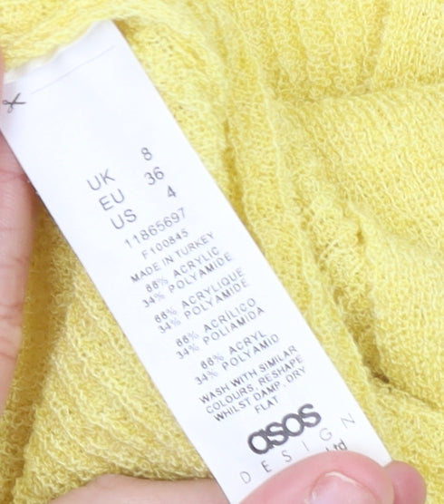 ASOS DESIGN Women’s Yellow Knit Sleeveless V-Neck Tank Top Size 8