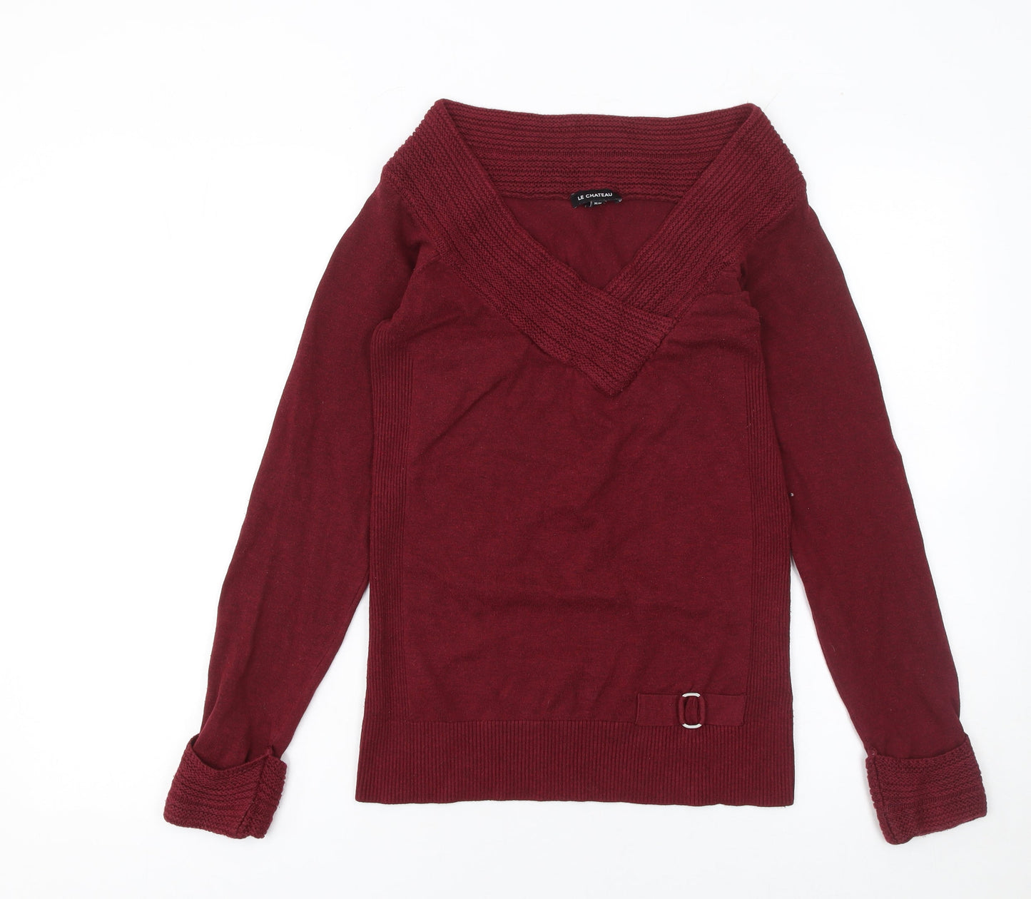 Womens UK Size M Le Chateau Red Pullover Jumper