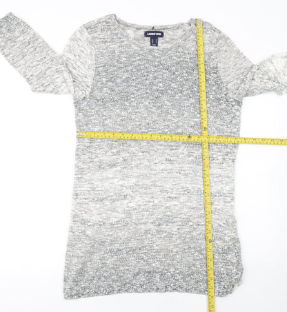 Lands' End Women Grey Knit Tunic Jumper M Cotton Blend