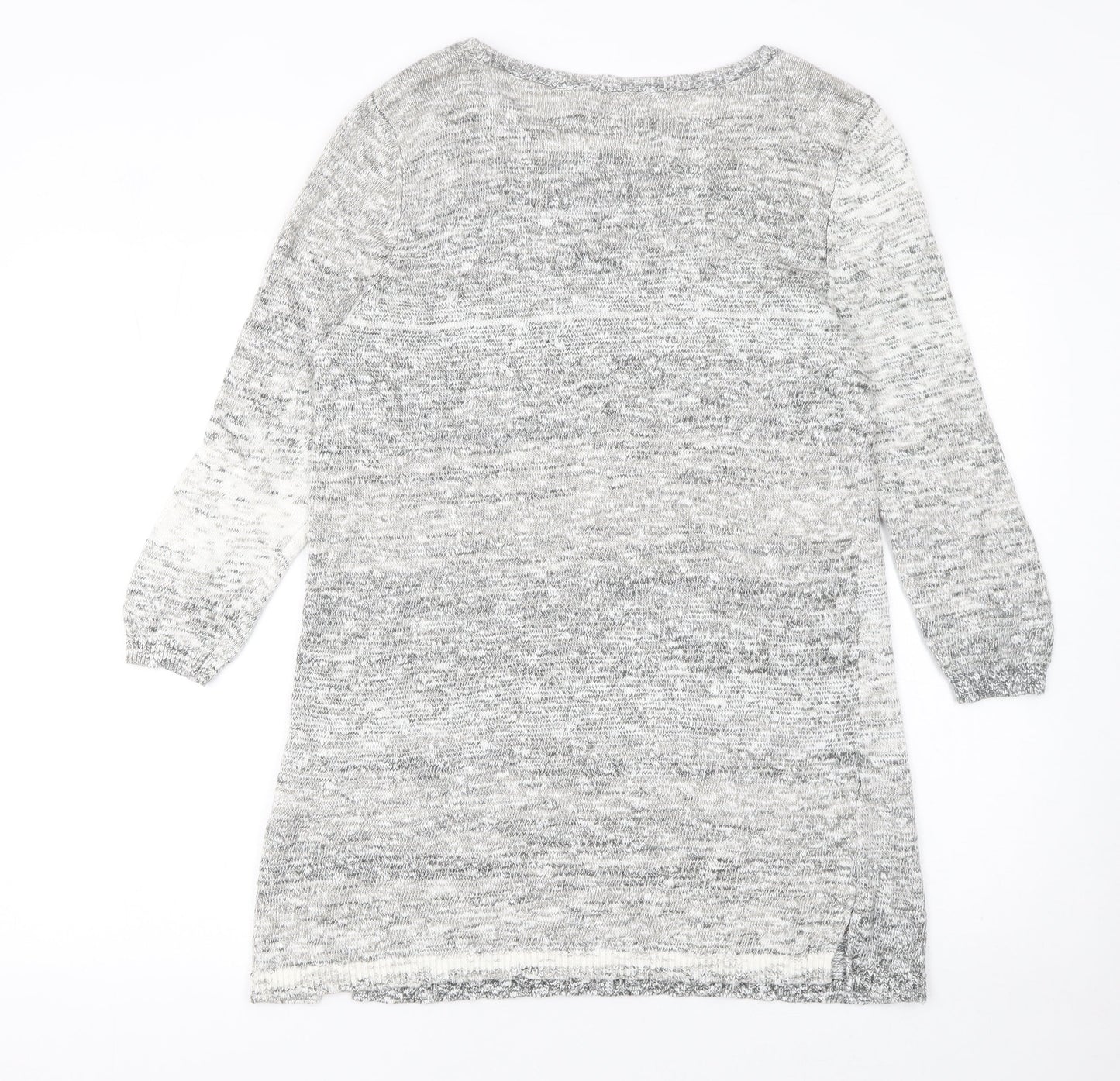 Lands' End Women Grey Knit Tunic Jumper M Cotton Blend