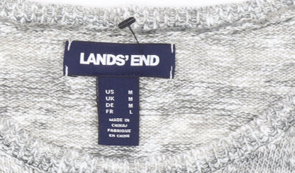Lands' End Women Grey Knit Tunic Jumper M Cotton Blend