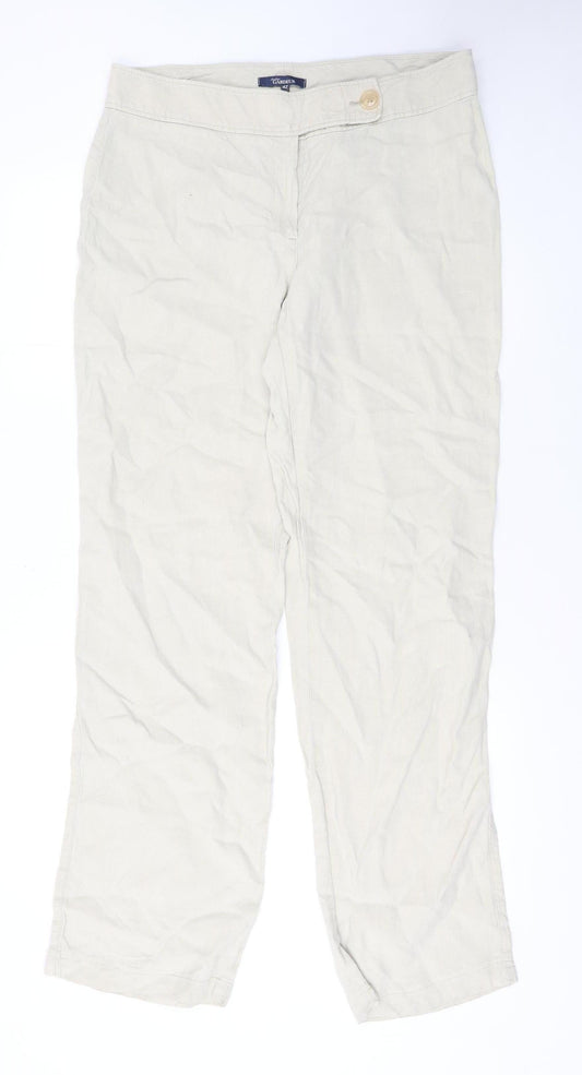 Atelier Gardeur Women's Beige Linen Chino Trousers Size 14