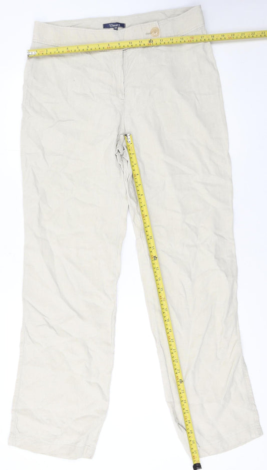 Atelier Gardeur Women's Beige Linen Chino Trousers Size 14