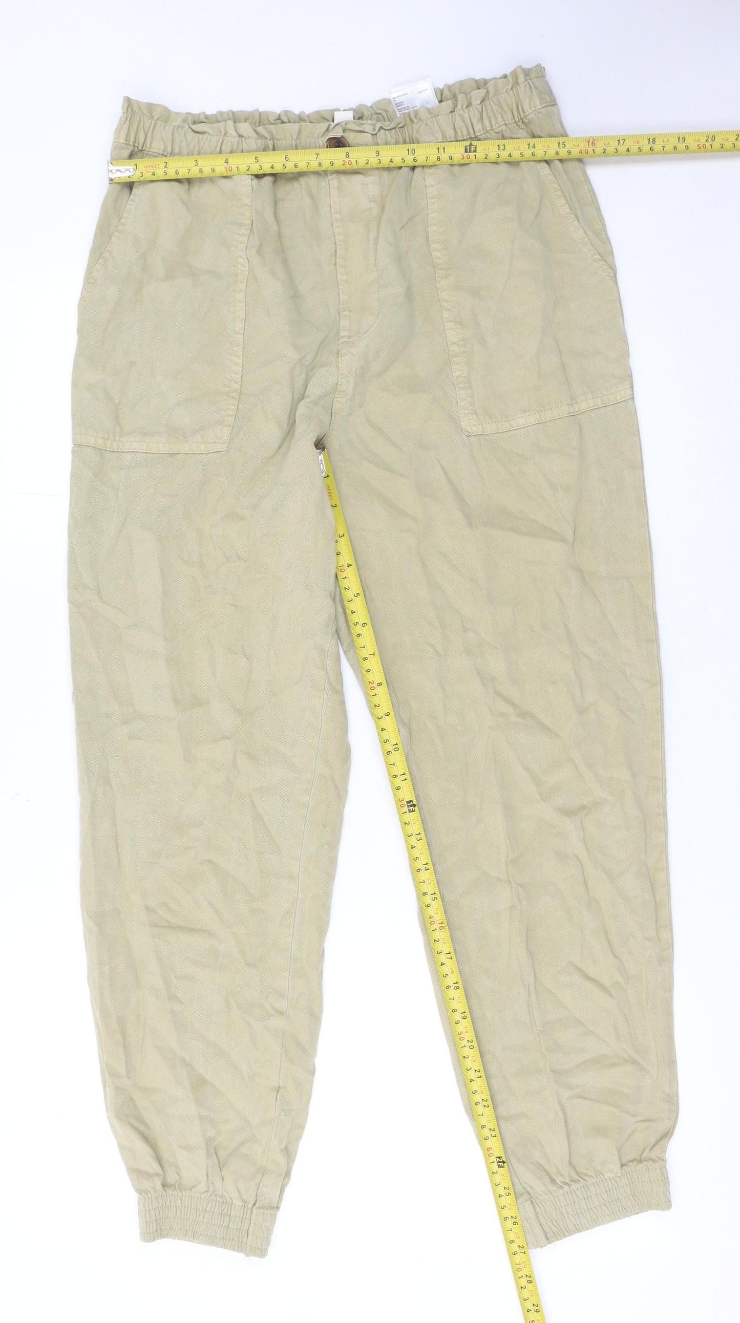 Womens UK Size 12 H&M Regular Fit Jogger Beige Trousers