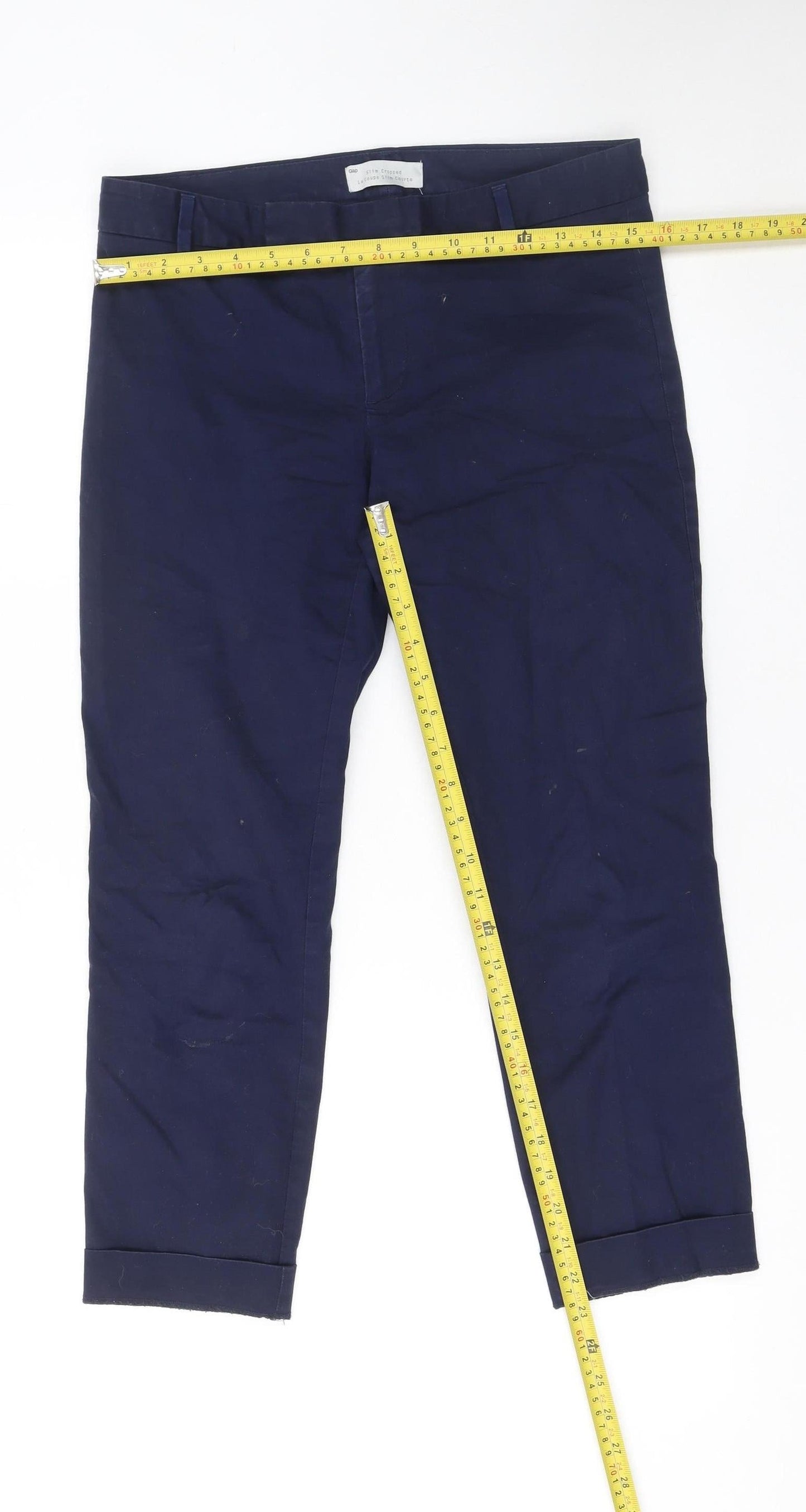 Gap Women's Blue Slim Cropped Cotton Stretch Trousers Size 8