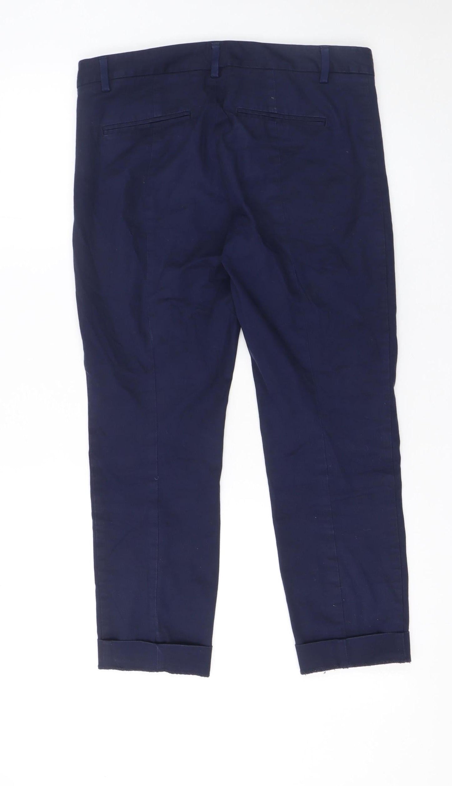 Gap Women's Blue Slim Cropped Cotton Stretch Trousers Size 8