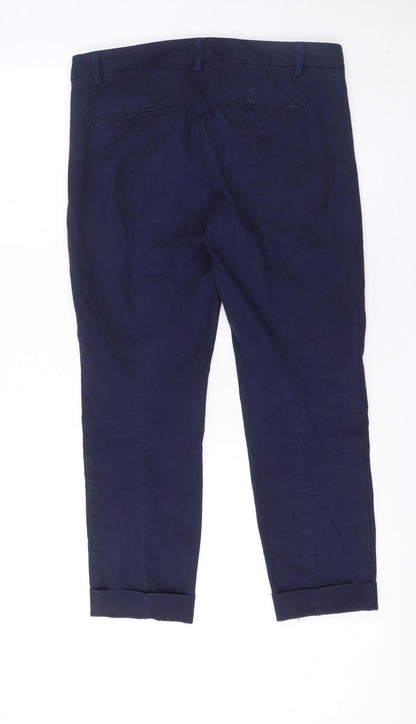 Gap Women's Blue Slim Cropped Cotton Stretch Trousers Size 8