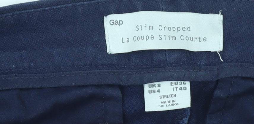 Gap Women's Blue Slim Cropped Cotton Stretch Trousers Size 8