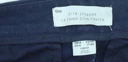 Gap Women's Blue Slim Cropped Cotton Stretch Trousers Size 8