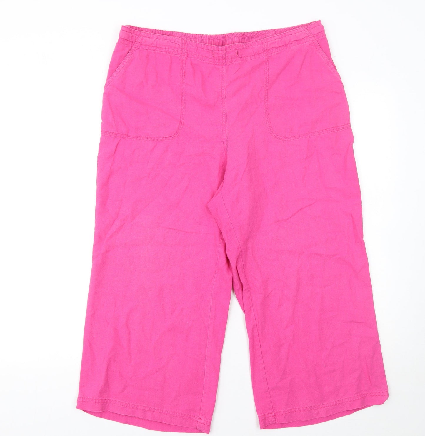 Womens UK Size 14 Riviera Regular Fit Cropped Pink Trousers