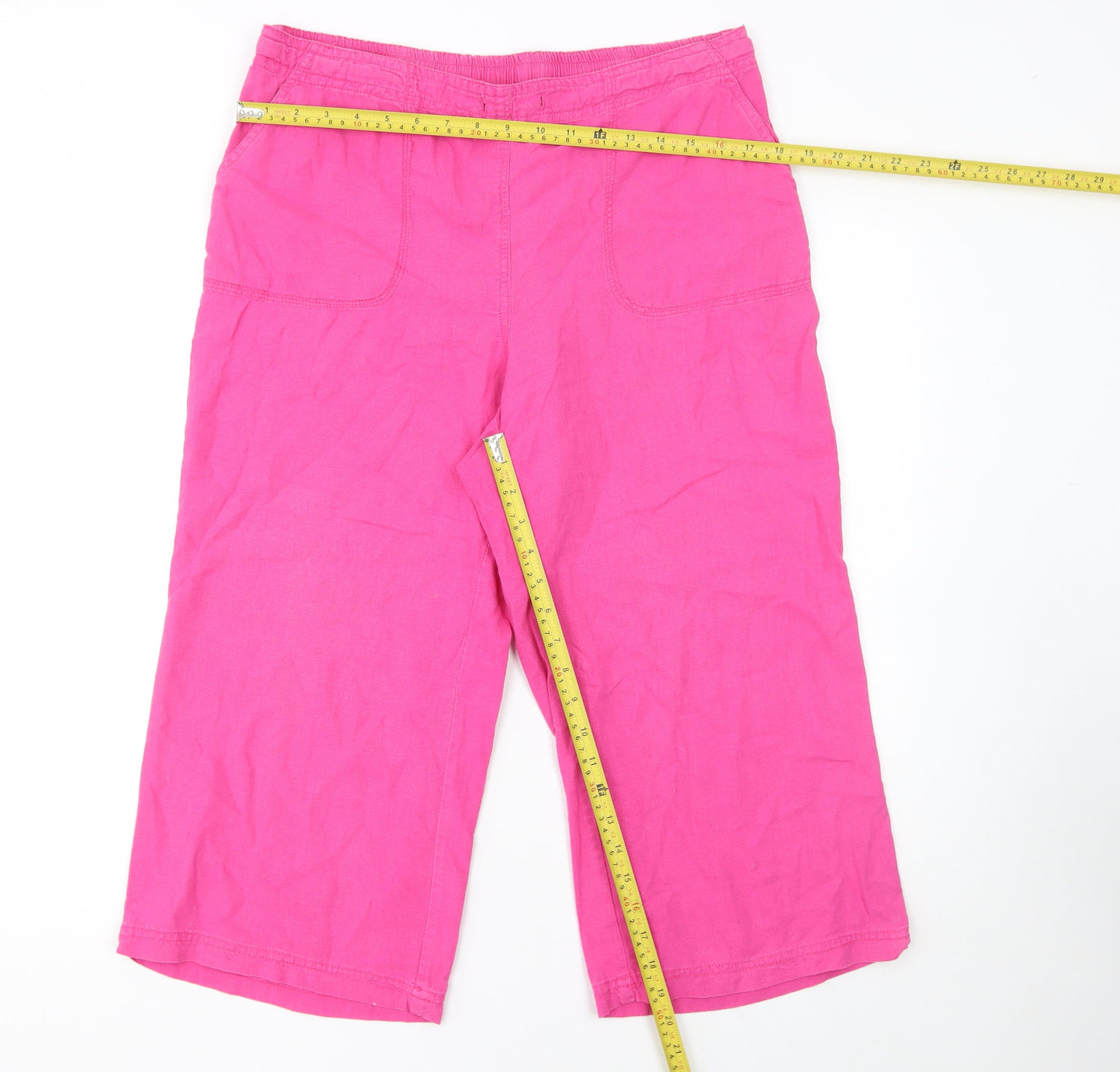 Womens UK Size 14 Riviera Regular Fit Cropped Pink Trousers
