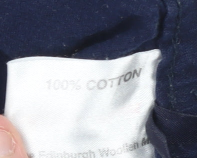 Isle Womens Blue Cotton Cropped Trousers Size 22 Elastic Waist