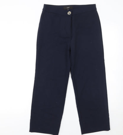 Next Women Navy Blue Cropped Trousers Size 8R Cotton Blend