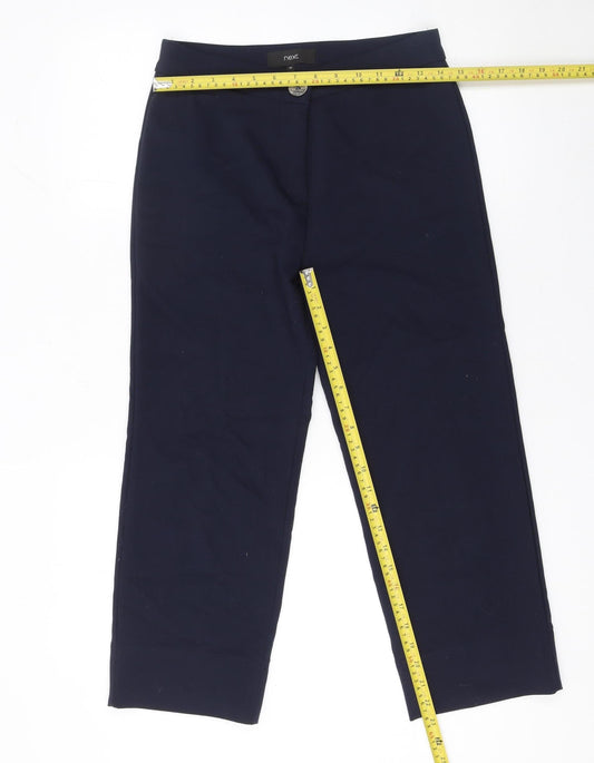 Next Women Navy Blue Cropped Trousers Size 8R Cotton Blend