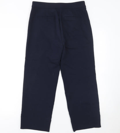 Next Women Navy Blue Cropped Trousers Size 8R Cotton Blend