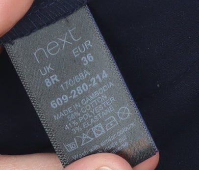 Next Women Navy Blue Cropped Trousers Size 8R Cotton Blend