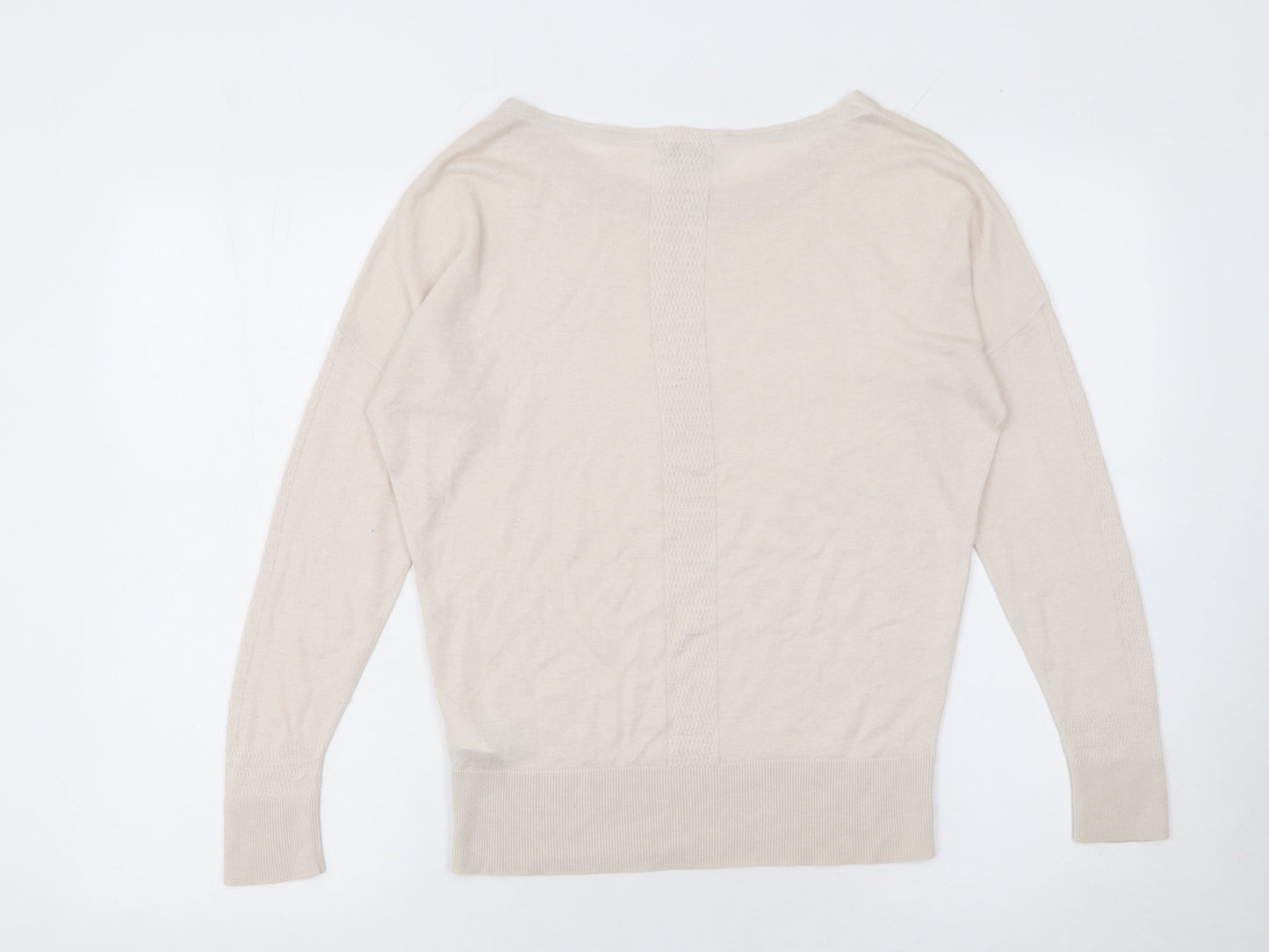 Jigsaw Women’s Beige Wool Viscose Boat Neck Jumper XS