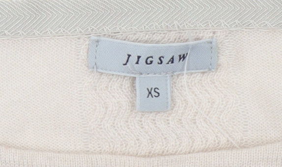 Jigsaw Women’s Beige Wool Viscose Boat Neck Jumper XS