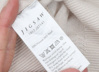 Jigsaw Women’s Beige Wool Viscose Boat Neck Jumper XS