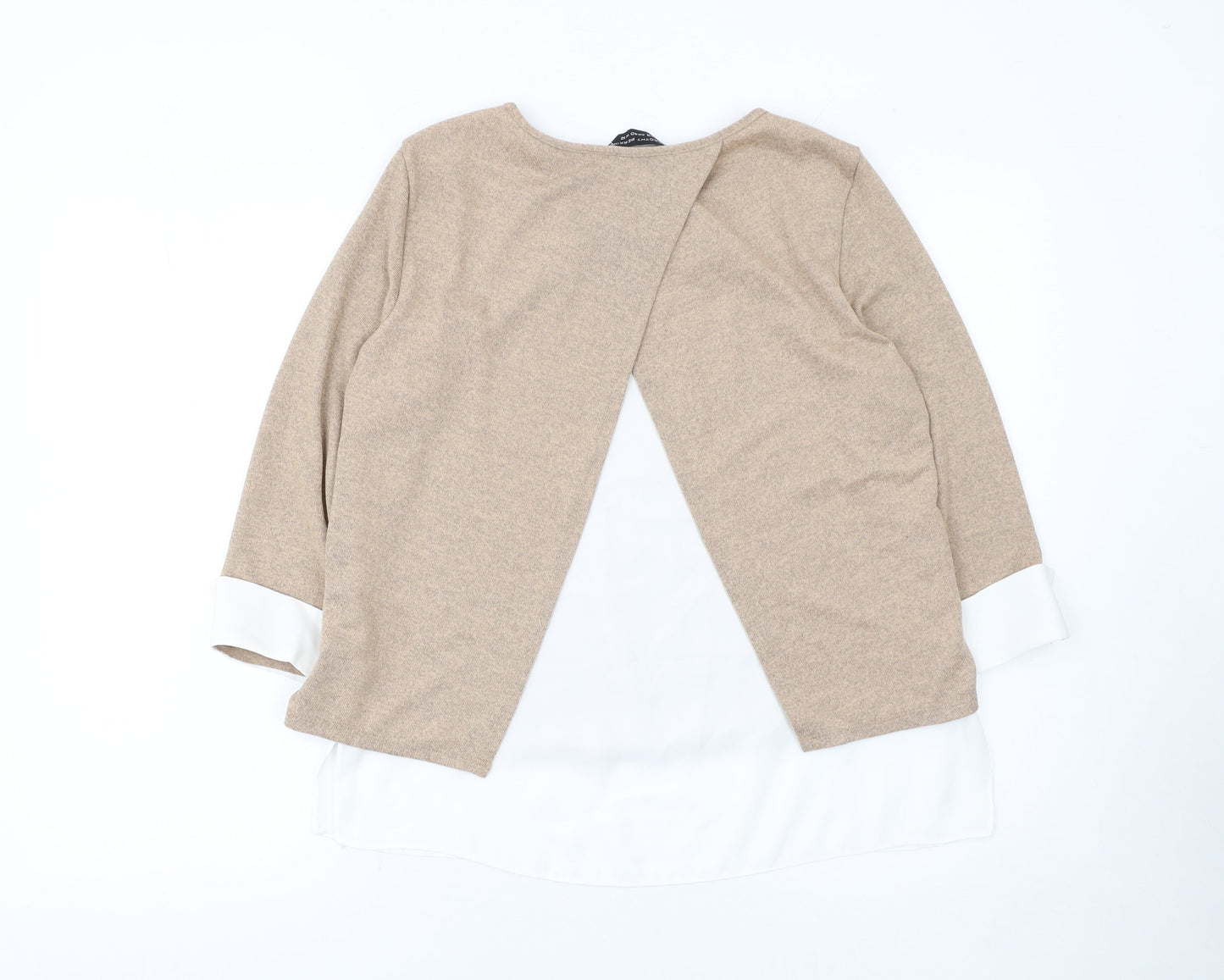 Dorothy Perkins Women’s Beige 3/4 Sleeve Round Neck Pullover Jumper Size 12