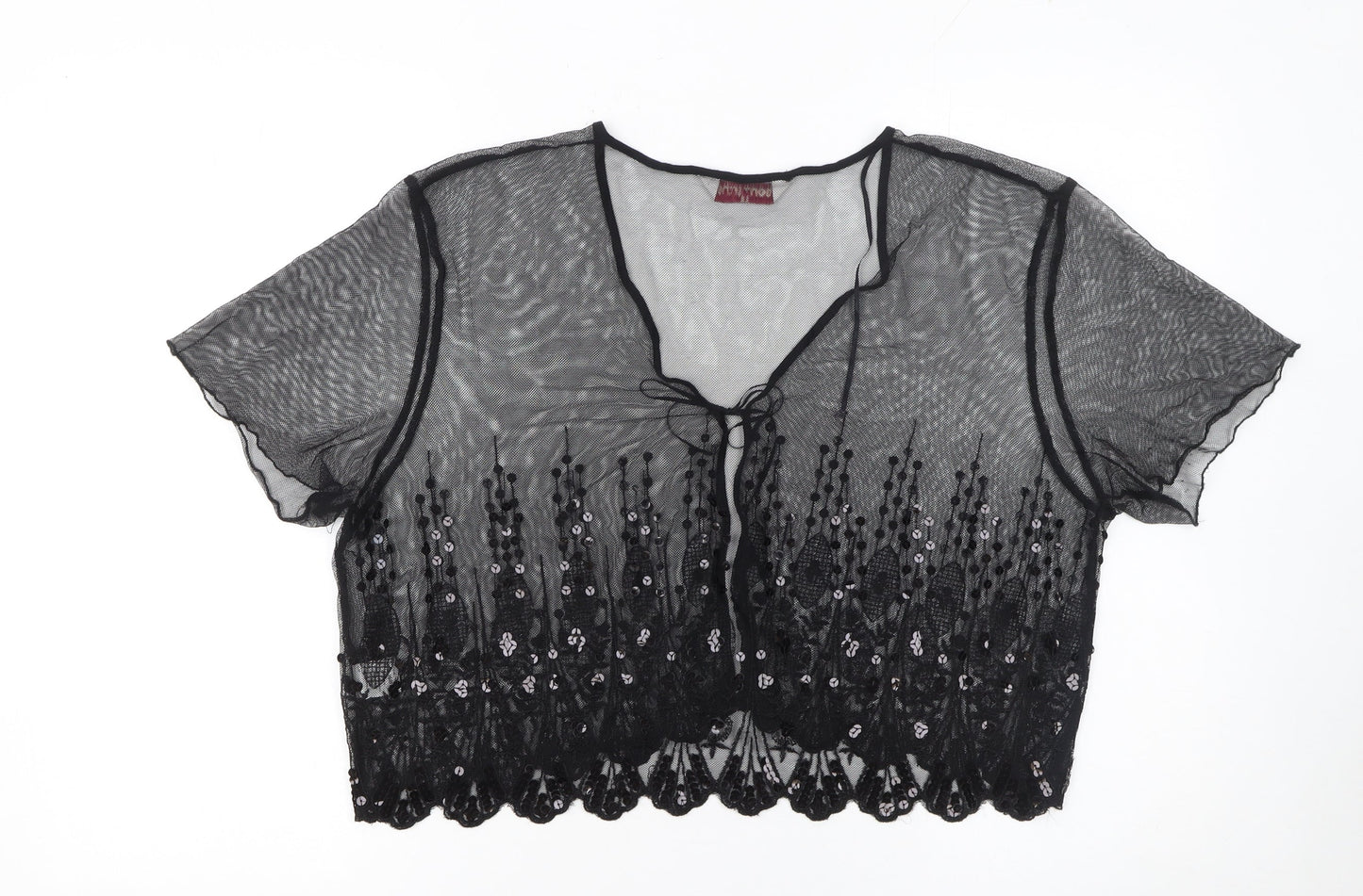 Bonmarché Women’s Black Sequin Lace Mesh Cropped Blouse Size 20