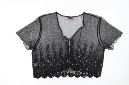 Bonmarché Women’s Black Sequin Lace Mesh Cropped Blouse Size 20