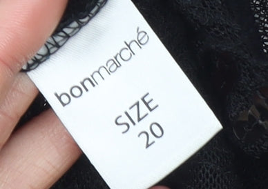 Bonmarché Women’s Black Sequin Lace Mesh Cropped Blouse Size 20