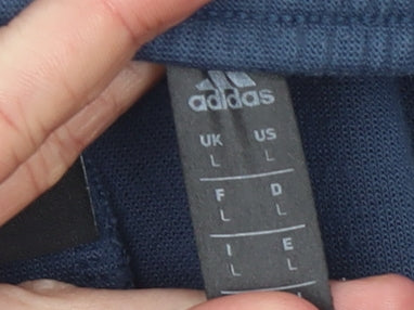 Adidas Men Blue Jogger Fleece Trousers L Reflective Pockets