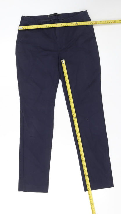Womens UK Size 8 Zara Basic Slim Fit Chino Blue Trousers