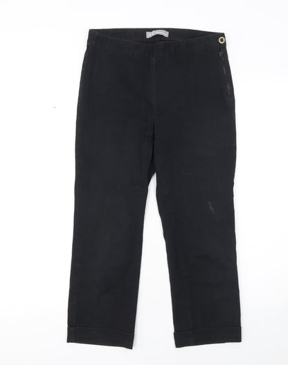 Womens UK Size S Marks and Spencer Regular Fit Cropped Black Trousers
