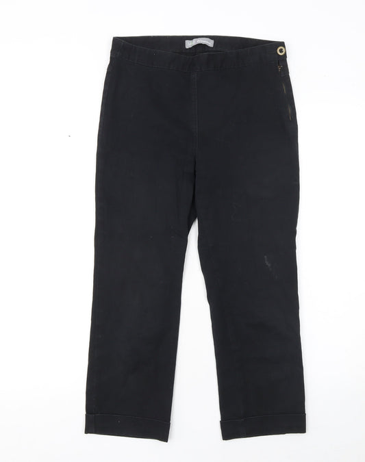 Womens UK Size S Marks and Spencer Regular Fit Cropped Black Trousers