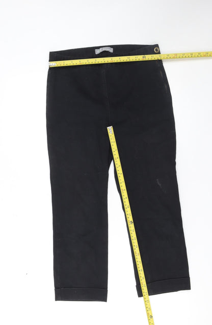Womens UK Size S Marks and Spencer Regular Fit Cropped Black Trousers