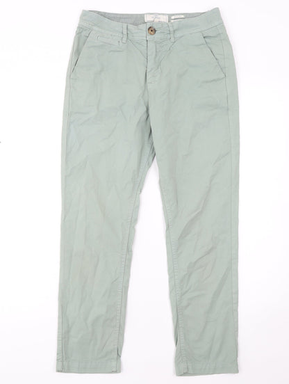 Fat Face Women's Green Chino Trousers Size 8 Regular Cotton Blend