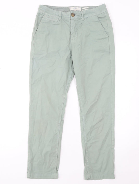 Fat Face Women's Green Chino Trousers Size 8 Regular Cotton Blend