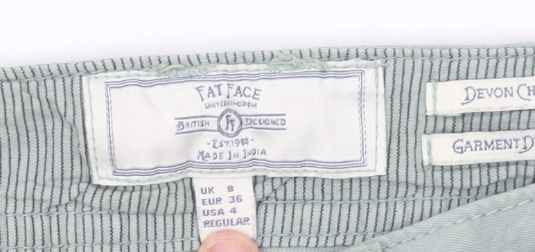 Fat Face Women's Green Chino Trousers Size 8 Regular Cotton Blend