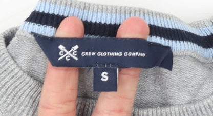 Crew Clothing Company Mens Grey Cotton Pullover Jumper Size S