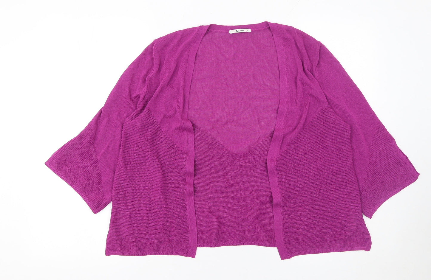 Tu Women’s Purple Knit Open Cardigan Size 12 3/4 Sleeve Lightweight