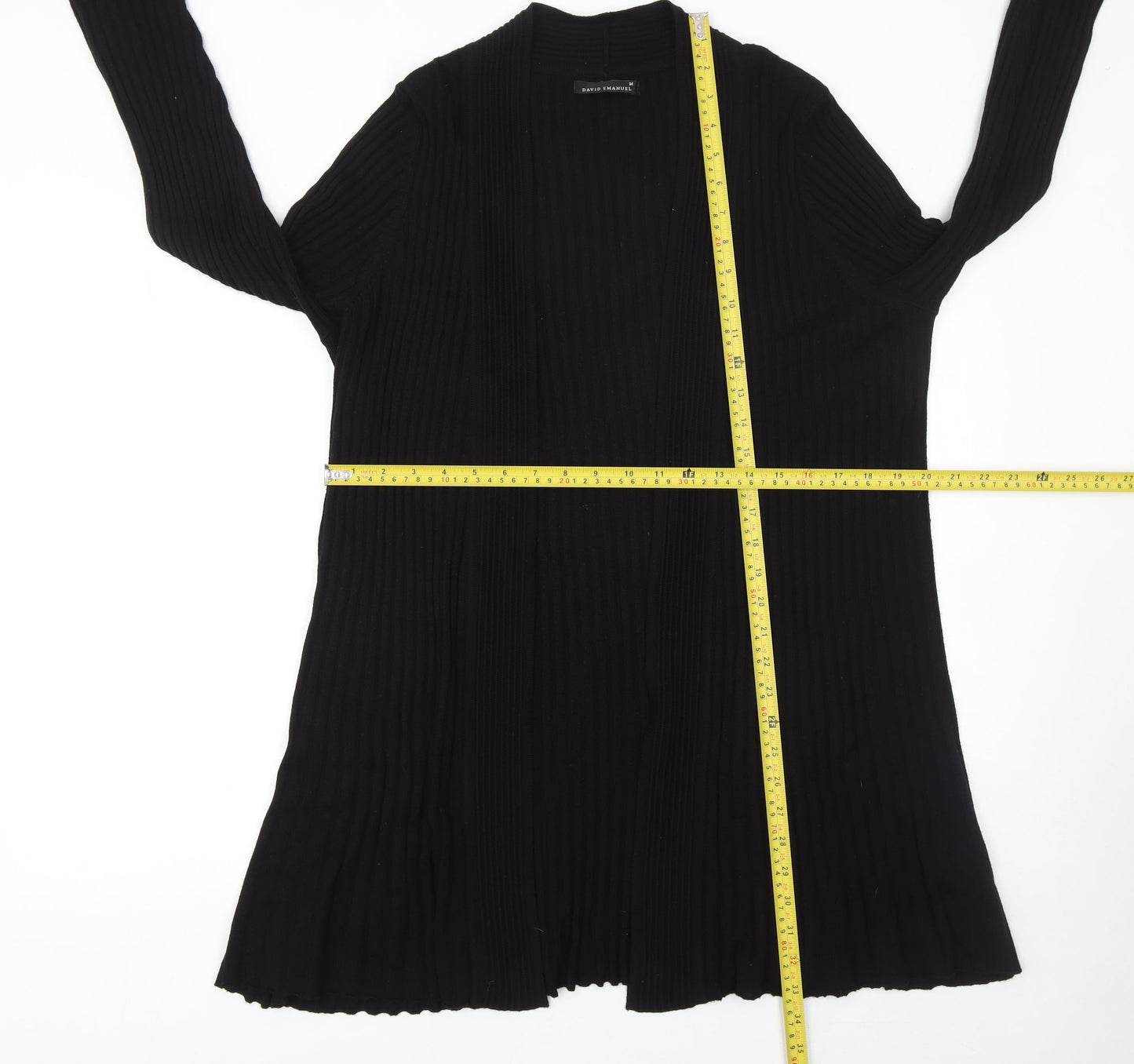 David Emanuel Women’s Black Knit Open Long Sleeve Cardigan M