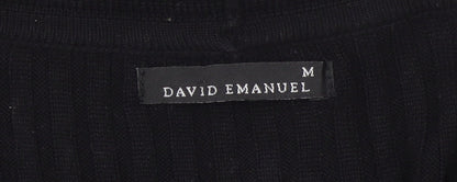 David Emanuel Women’s Black Knit Open Long Sleeve Cardigan M