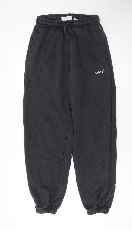 Levi's Men's Black Cotton Sweatpants S Regular Fit Elastic Waist