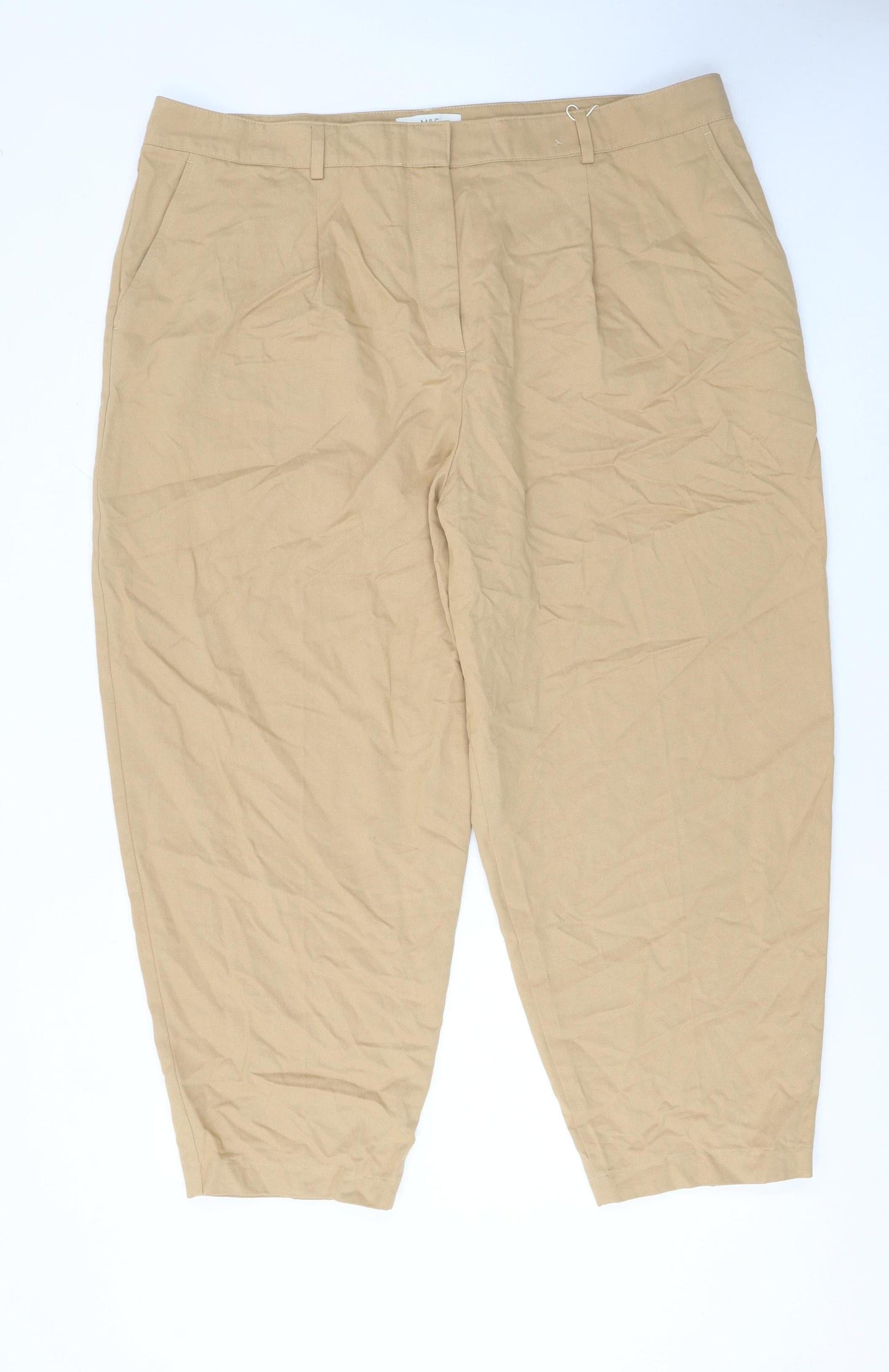 Womens UK Size 12 Marks and Spencer Relaxed Fit Chino Beige Trousers
